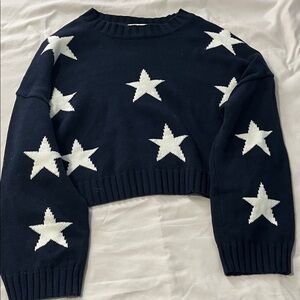 moon & madison Navy Star Crew Neck Sweater
